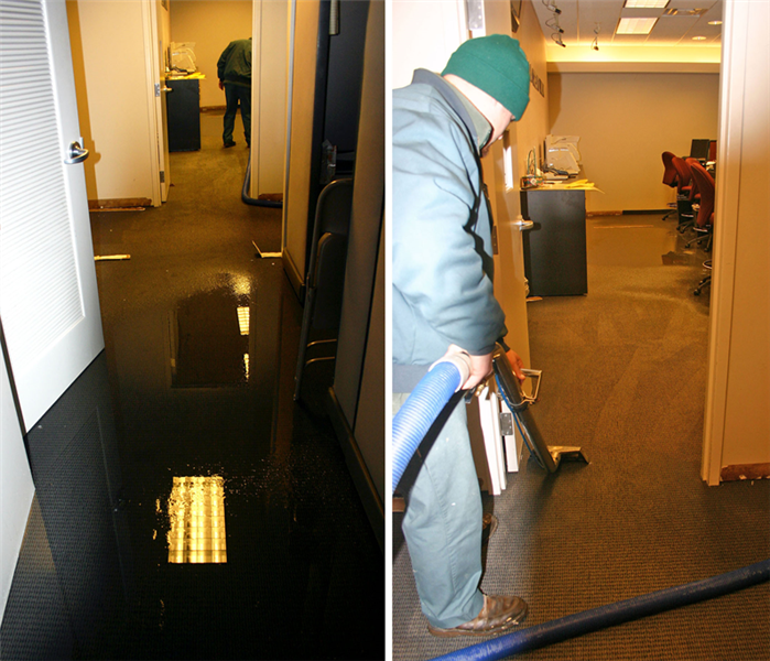 before and after water extraction on floors